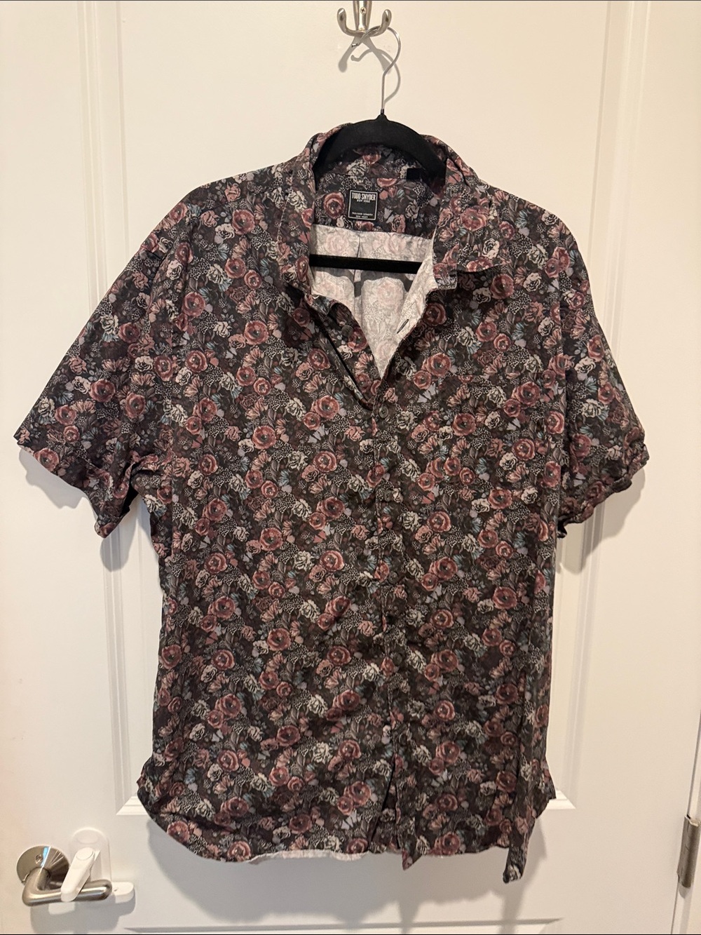 Todd Snyder Black Button-Down Shirt with Rose Print
